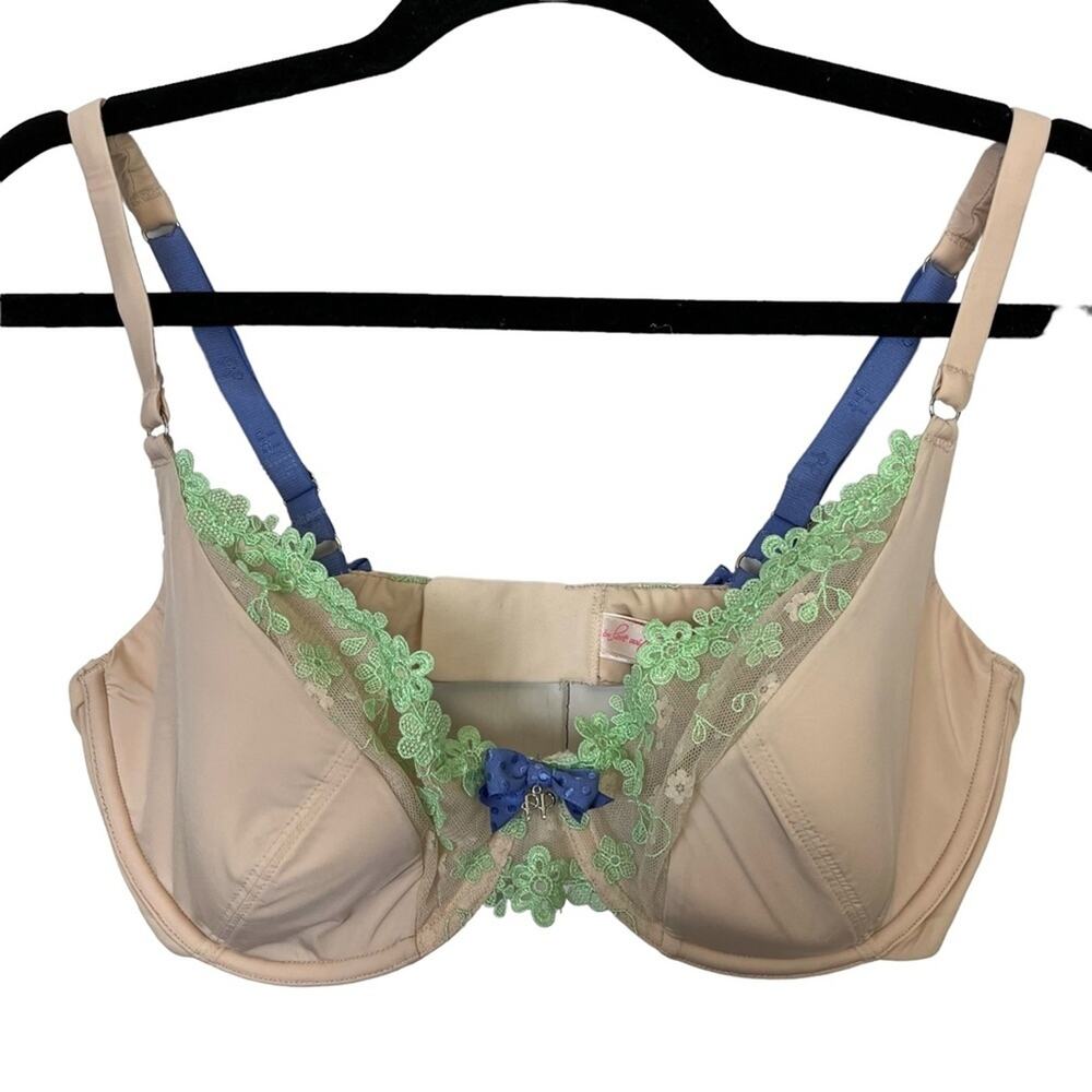 IN LOVE WITH PP PRETTY POLLY Nude Beige Underwire Lightly Lined Bra Lace sz 38C - Picture 9 of 16